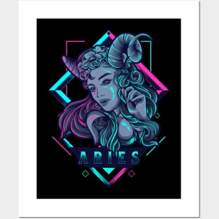 Zodiac ARIES NEON Series Posters and Art